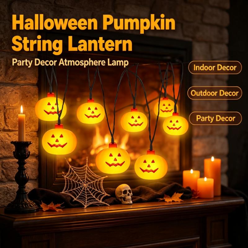 String Light Outdoor - Battery Powered Halloween Pumpkin String Lights