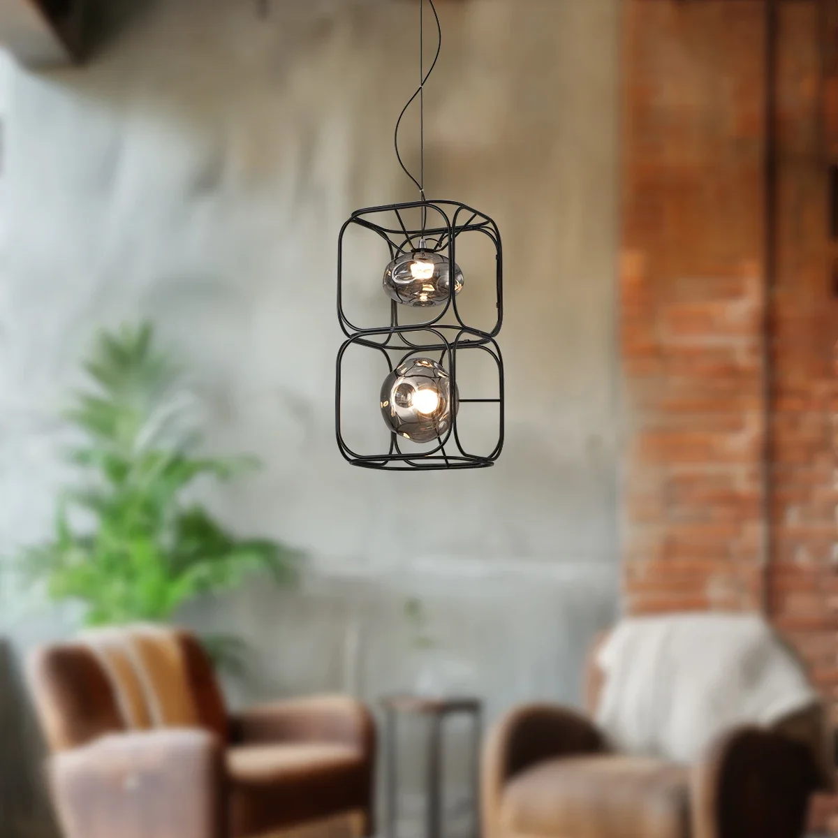 Retro LED Chandelier Black Geo - Geometric Lamp Shade recension och pris