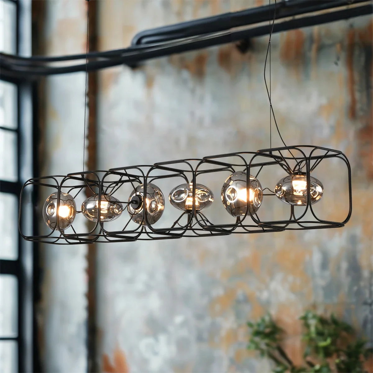 Retro LED Chandelier Black Geo - Geometric Lamp Shade recension och pris
