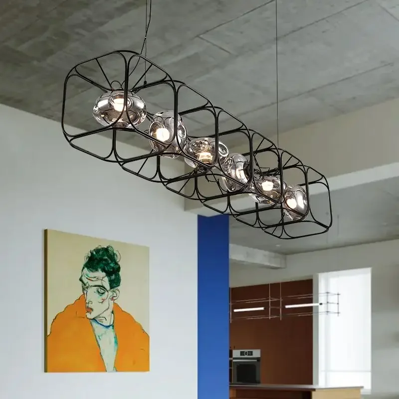 Retro LED Chandelier Black Geo - Geometric Lamp Shade recension och pris
