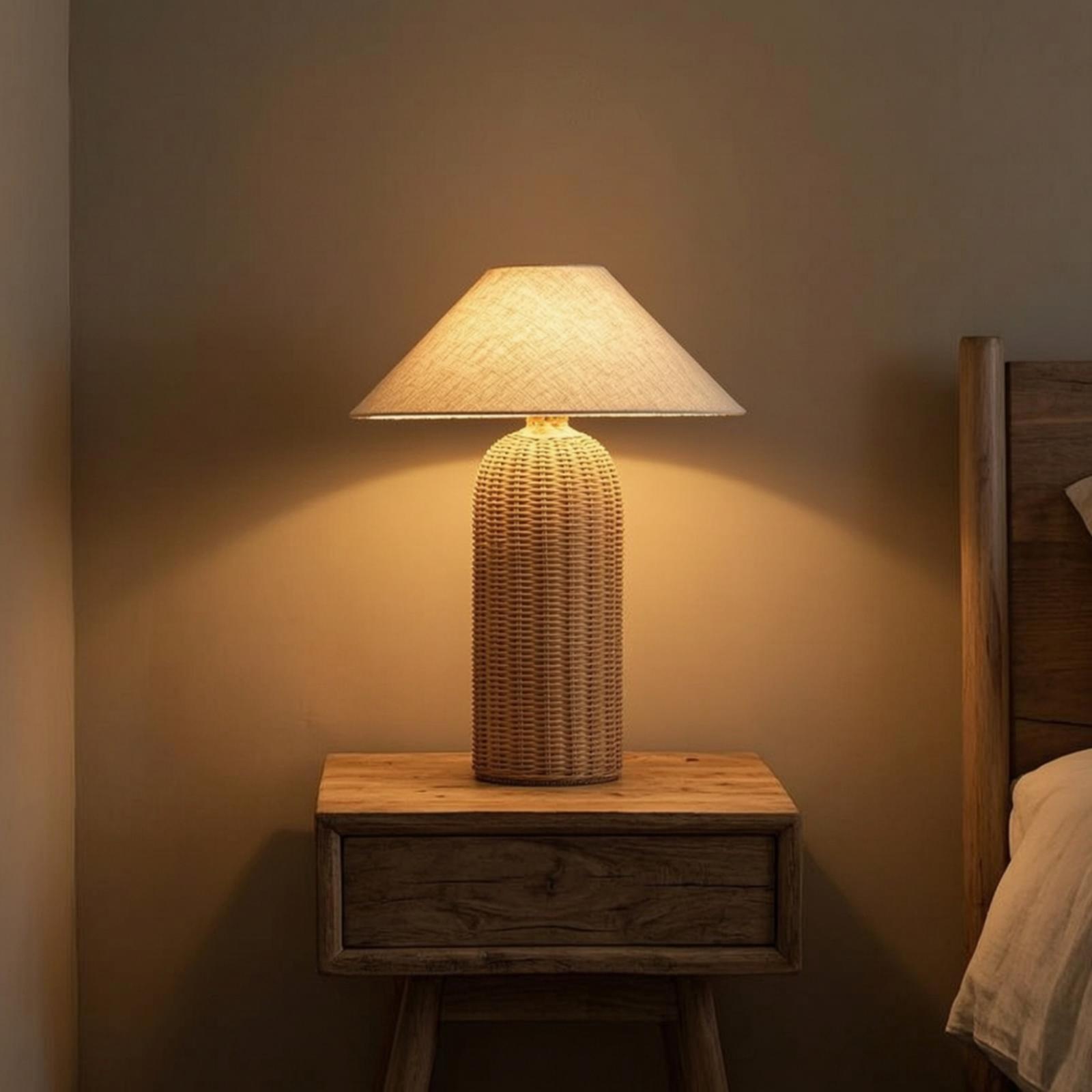 Bedside Lamp Rattan Base Fabri - Decor Lighting & Decor Fires Photos recension och pris