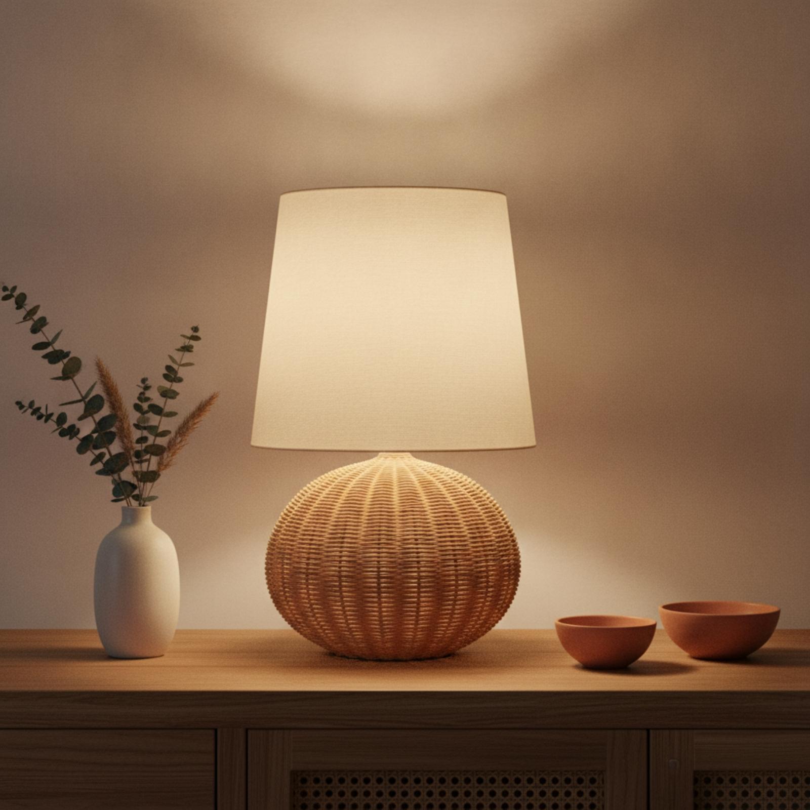 Bedside Lamp Rattan Base Fabri - Decor Lighting & Decor Fires Photos recension och pris