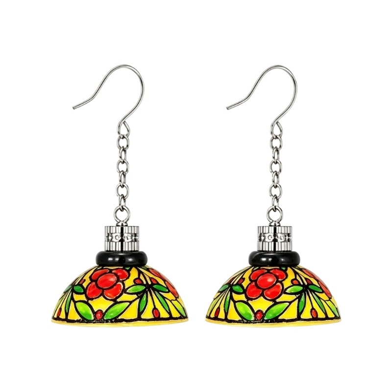 195C Floral Drop Earrings Pair - Geometric Lamp Shade recension och pris