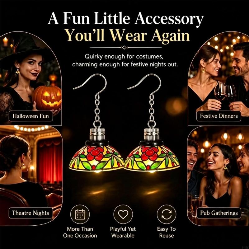 195C Floral Drop Earrings Pair - Geometric Lamp Shade recension och pris