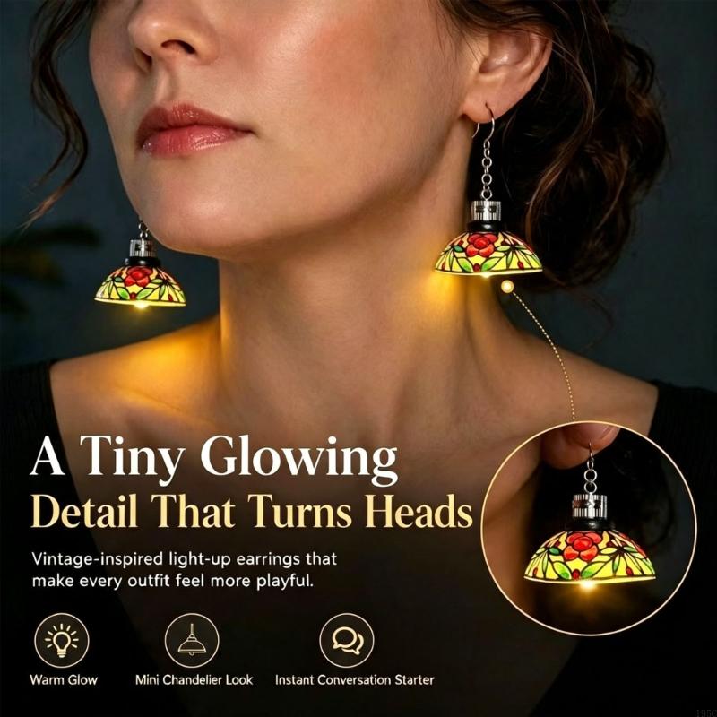 195C Floral Drop Earrings Pair - Geometric Lamp Shade recension och pris
