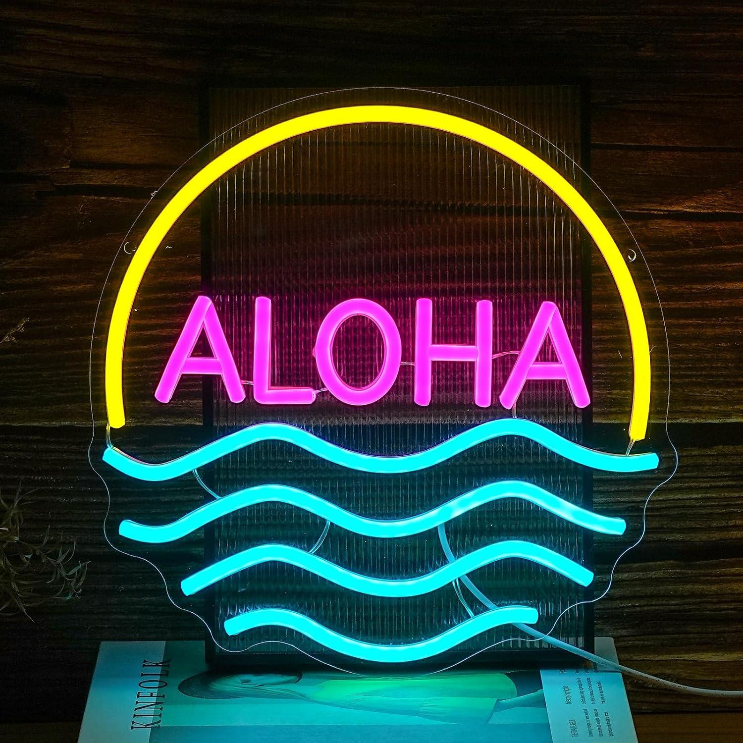 Aloha Sunset Wave Neon Sign US - Lighting Decor Rentals recension och pris