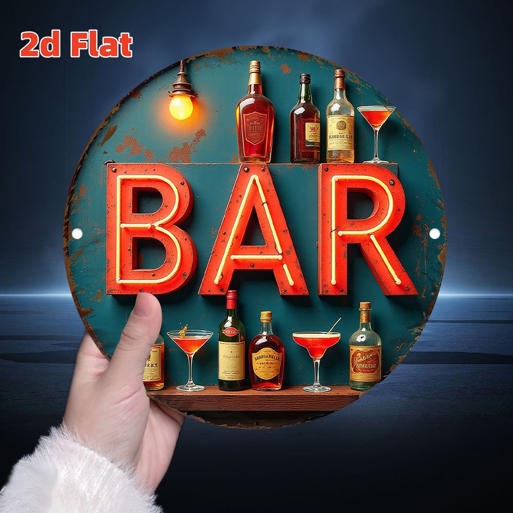 2D Metal Sign, Vintage Neon Ba - Lighting Metal Wall Decor recension och pris