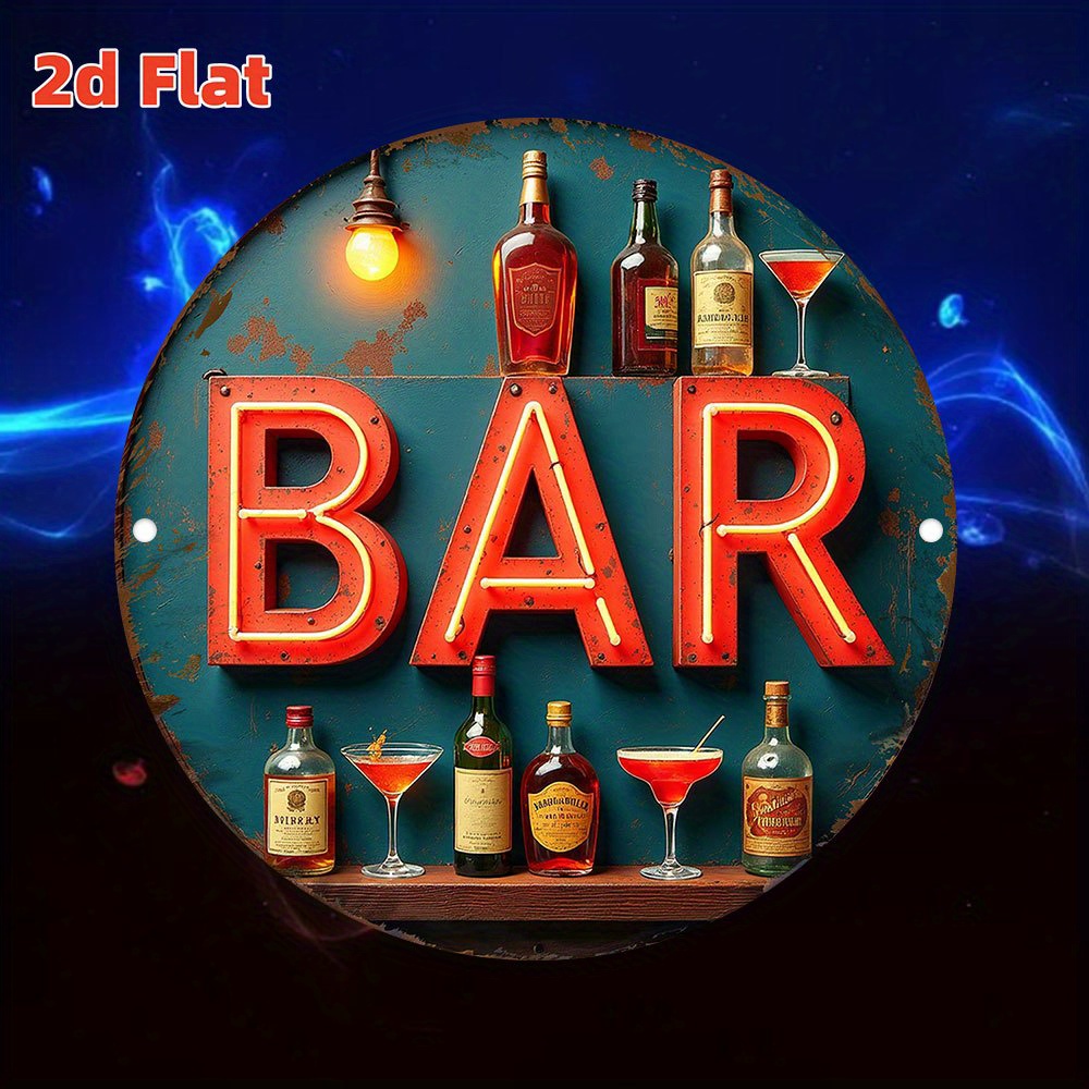 2D Metal Sign, Vintage Neon Ba - Lighting Metal Wall Decor recension och pris