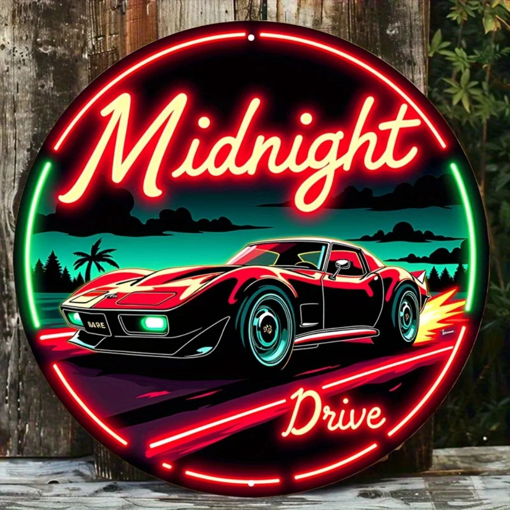 Vintage Neon Car Sign Midnight - Lighting Metal Wall Decor recension och pris