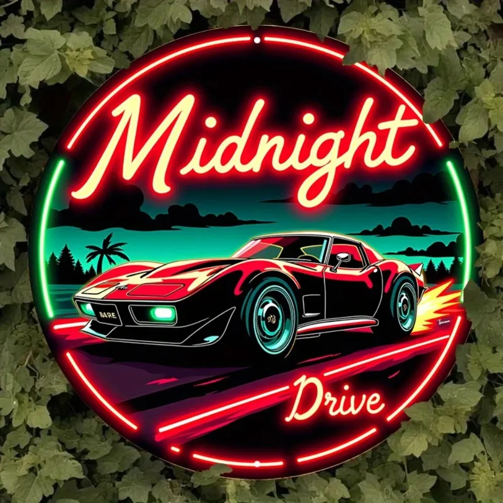 Vintage Neon Car Sign Midnight - Lighting Metal Wall Decor recension och pris