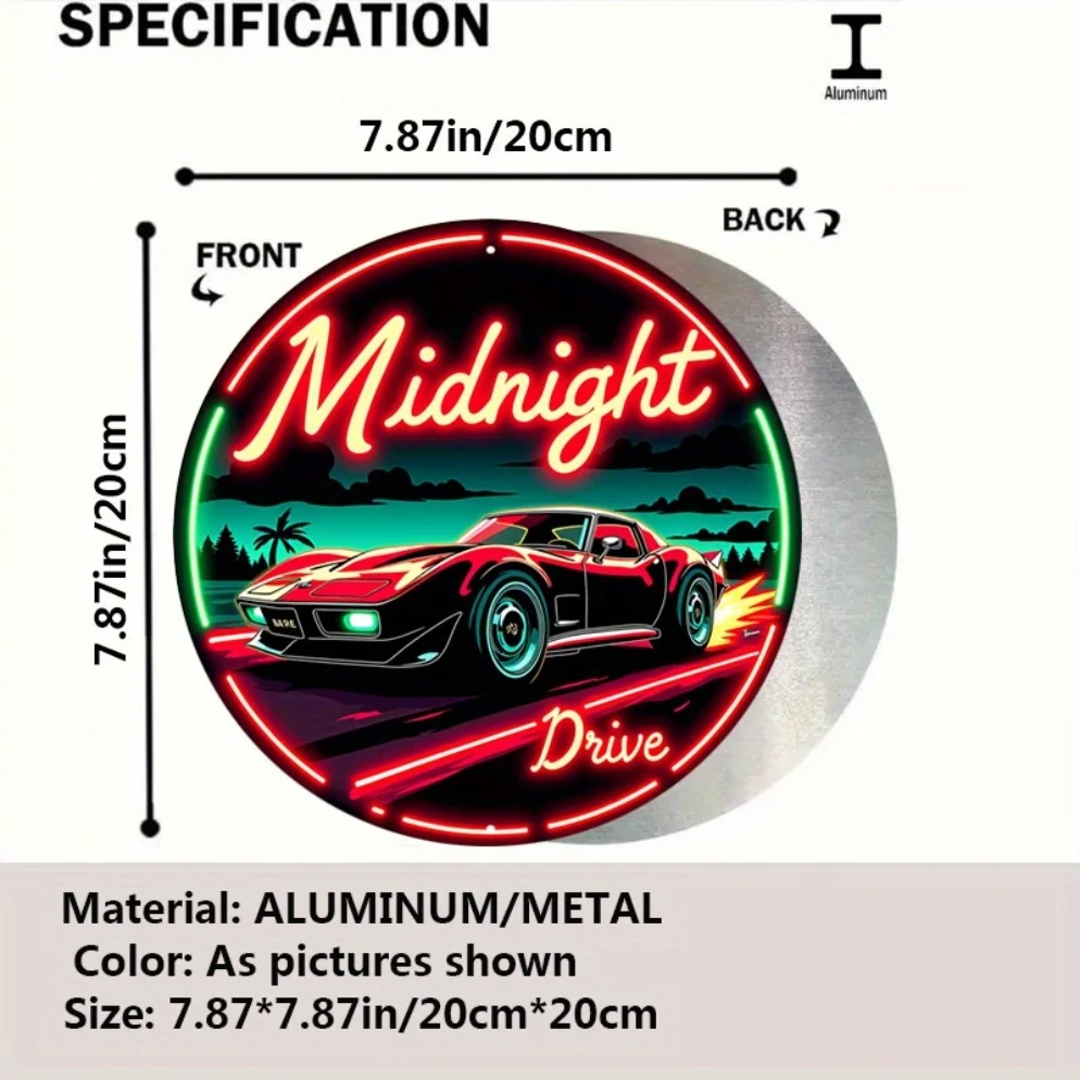 Vintage Neon Car Sign Midnight - Lighting Metal Wall Decor recension och pris